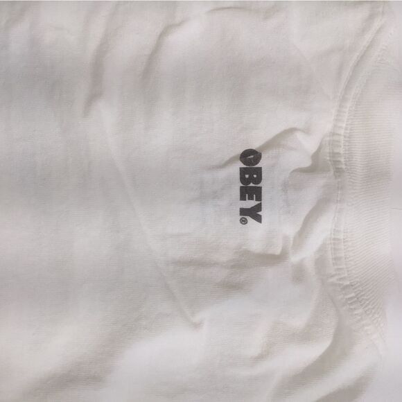 Obey Lips Graphic Crewneck T-shirt White Size Small - Picture 7 of 9
